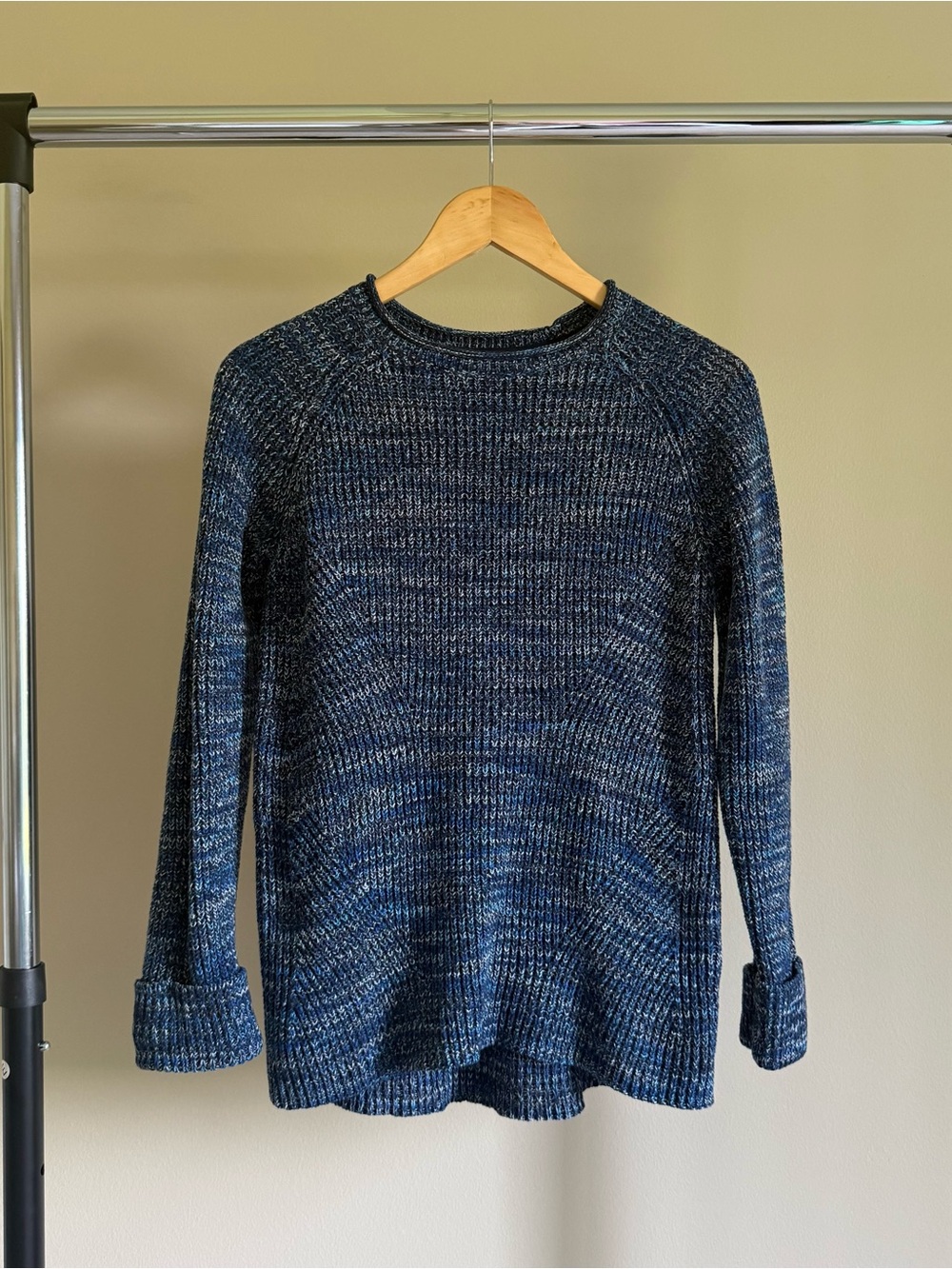 Style & Co. Women's Blue Marled Crewneck Sweater - Casual Knit Pullover